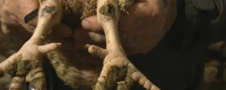 A chicken with foot rot